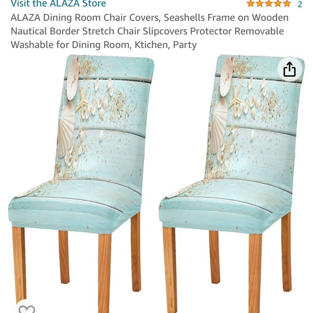 ALAZA Dining Room Chair Covers, Seashells Frame /Wooden Nautical Border Stretch